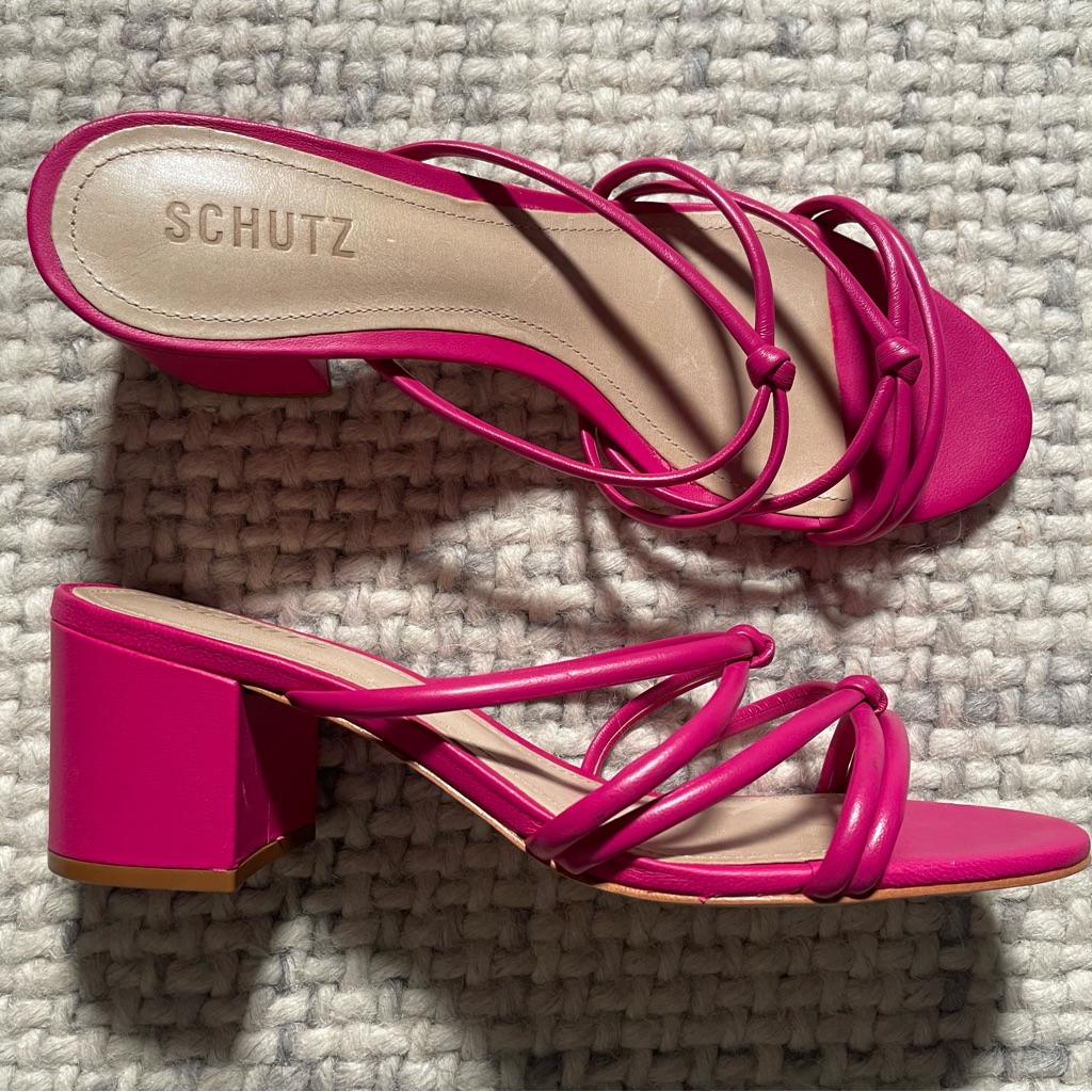 Schutz Pink Strappy Sandals